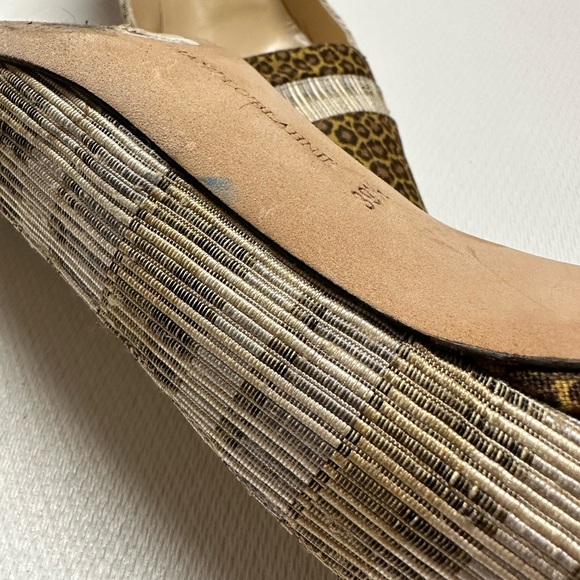 Manolo Blahnik Leopard/Striped Pointed Toe Kitten Heels Size 39 1/2 EUC - Picture 13 of 16